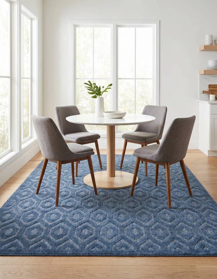 Detail image of 7' 10 x 7' 10 Easy-Clean Trellis Textured Indoor / Outdoor Square Rug