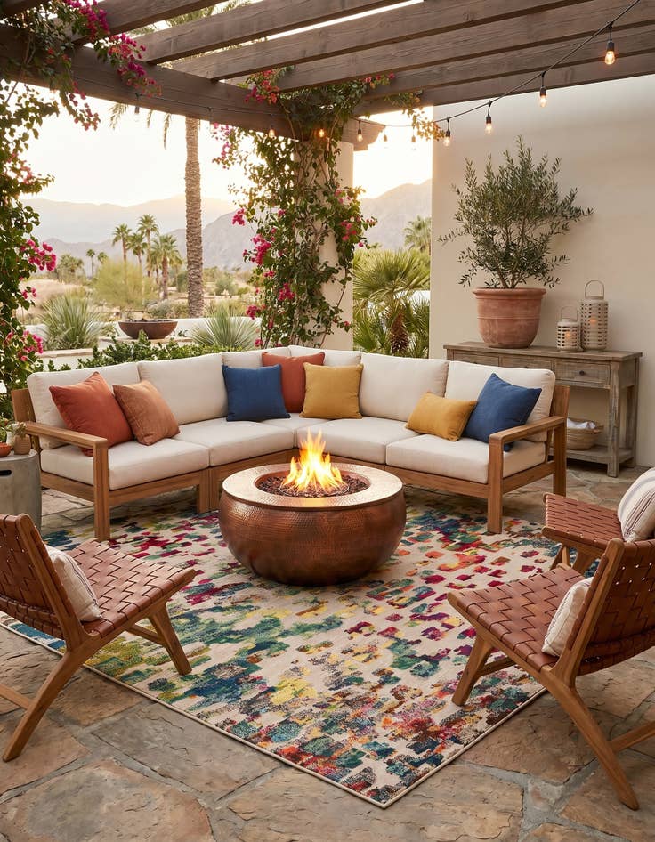 Detail image of 10' x 10' Easy-Clean Casablanca Indoor / Outdoor Square Rug