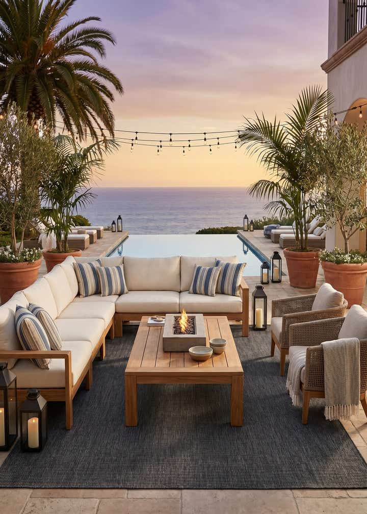 7' 10 x 10' Easy-Clean Solid Indoor / Outdoor Rug