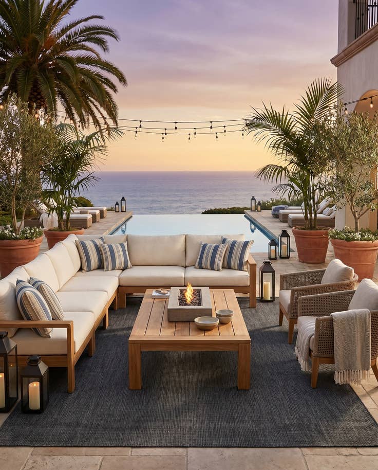 Detail image of 7' 10 x 10' Easy-Clean Solid Indoor / Outdoor Rug