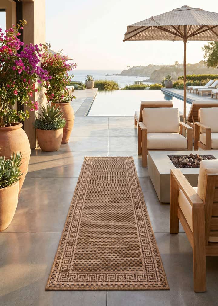2' x 6' Easy-Clean Border Indoor / Outdoor Runner Rug