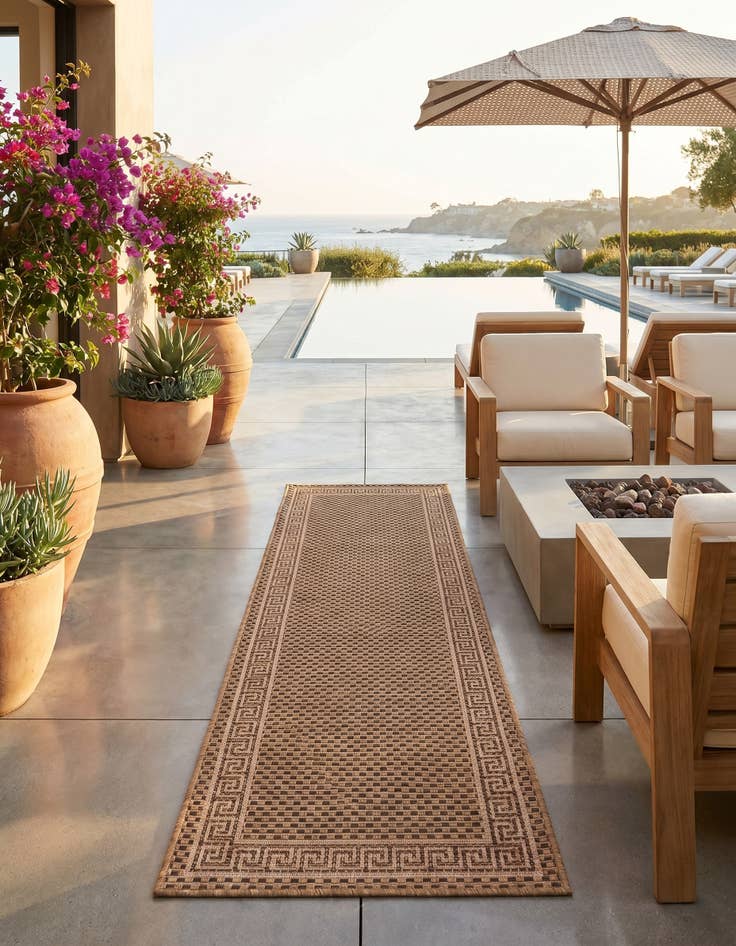 Detail image of 2' x 6' Easy-Clean Border Indoor / Outdoor Runner Rug