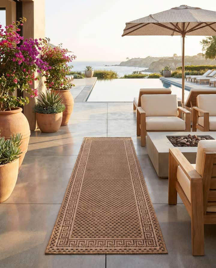 2' x 6' Easy-Clean Border Indoor / Outdoor Runner Rug