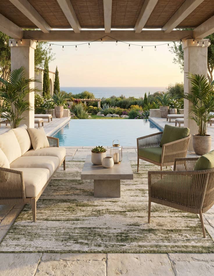 Detail image of 5' 3 x 8' Easy-Clean Modern Indoor / Outdoor Rug