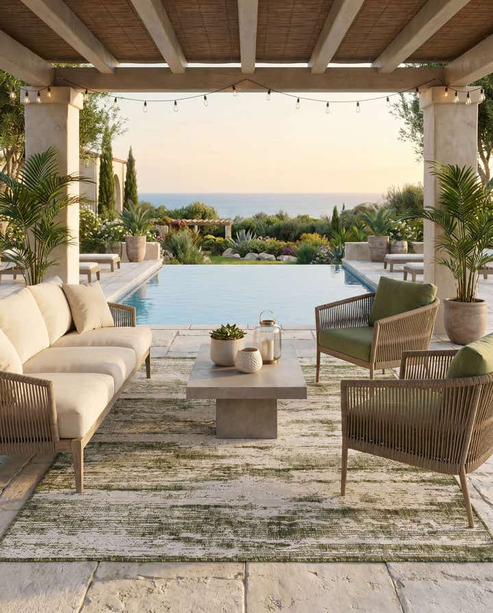 5' 3 x 8' Easy-Clean Modern Indoor / Outdoor Rug