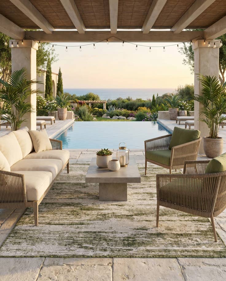 Detail image of 5' 3 x 8' Easy-Clean Modern Indoor / Outdoor Rug