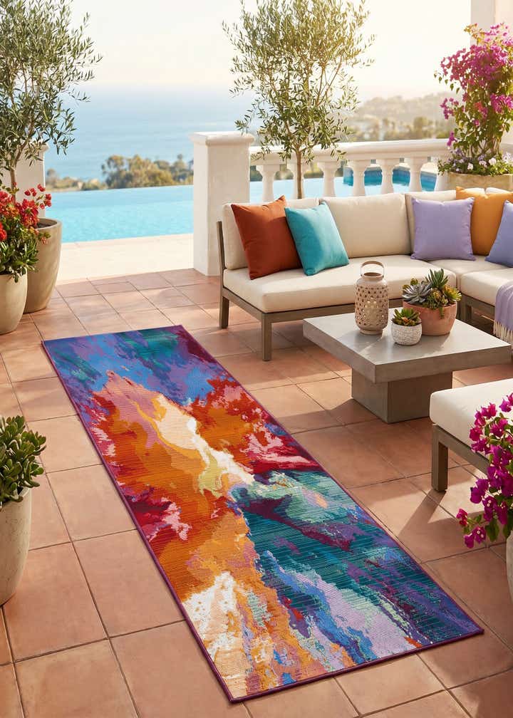 2' x 6' Easy-Clean Modern Indoor / Outdoor Runner Rug