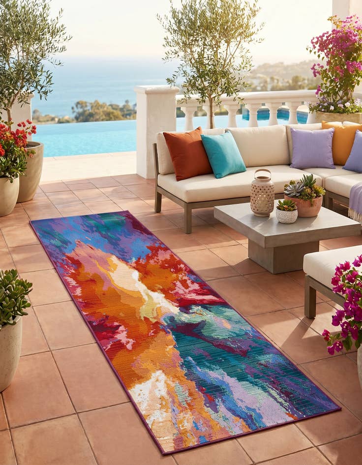 Detail image of 2' x 6' Easy-Clean Modern Indoor / Outdoor Runner Rug