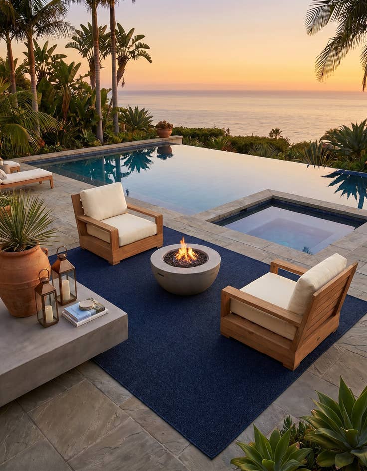 Detail image of 7' 10 x 10' Easy-Clean Solid Indoor / Outdoor Rug