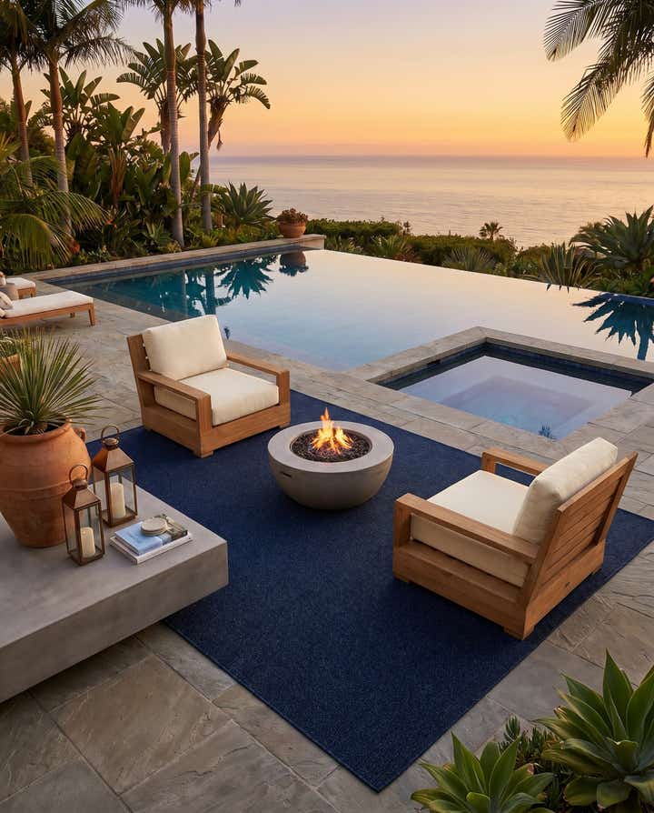 7' 10 x 10' Easy-Clean Solid Indoor / Outdoor Rug