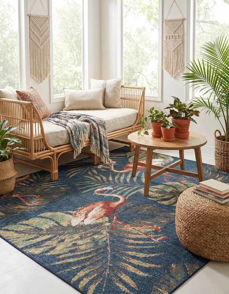 Detail image of 7' 10 x 7' 10 Easy-Clean Baja Indoor / Outdoor Square Rug