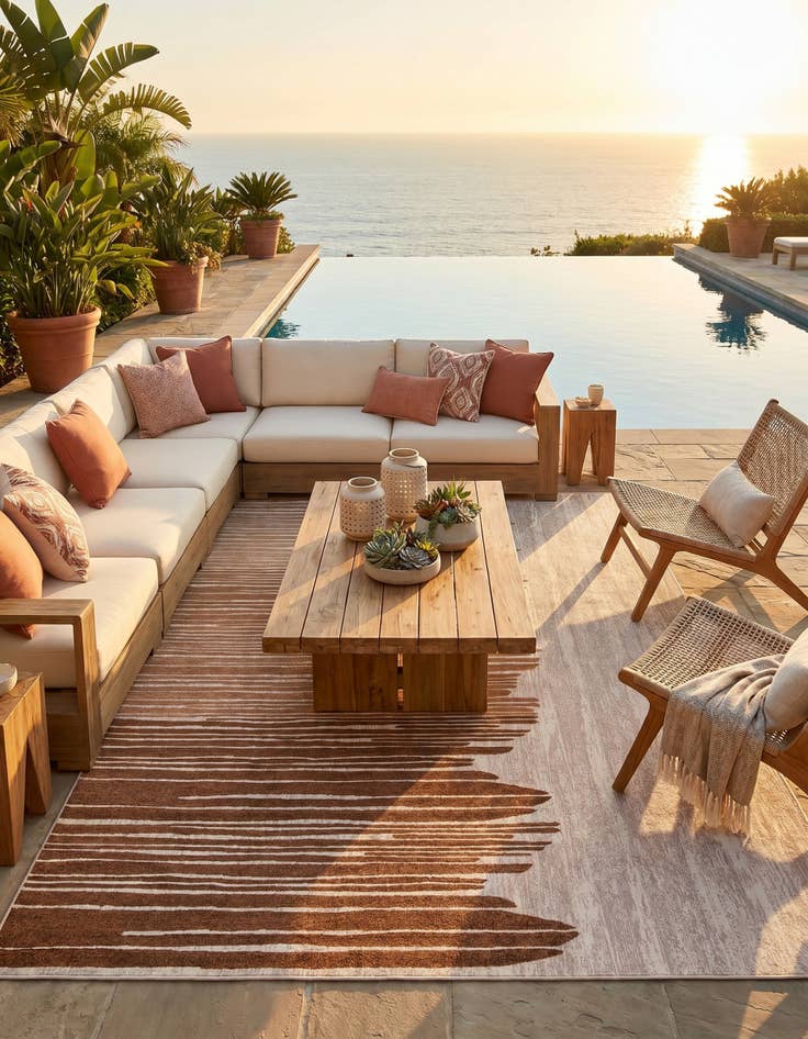 Detail image of 10' x 14' Easy-Clean Modern Indoor / Outdoor Rug