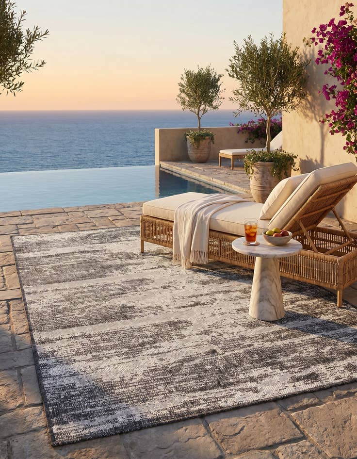 Detail image of 4' x 6' Easy-Clean Modern Indoor / Outdoor Rug