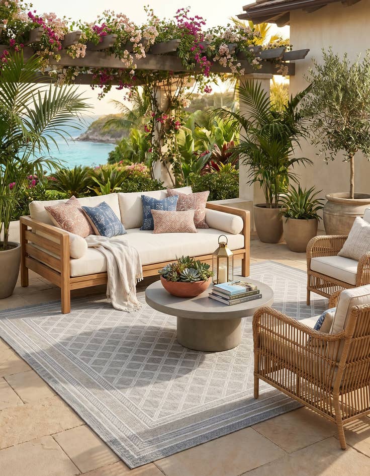 Detail image of 7' 10 x 10' Easy-Clean Lattice Indoor / Outdoor Rug