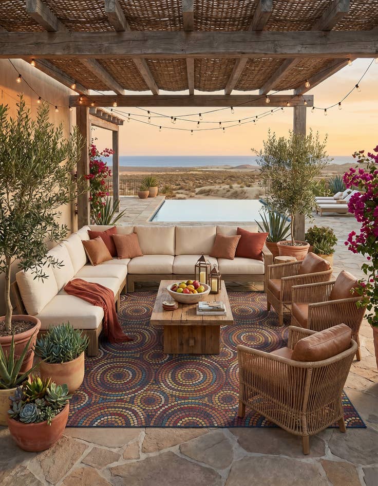 Detail image of 10' x 10' Easy-Clean Baja Indoor / Outdoor Square Rug