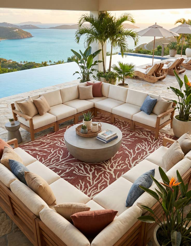 Detail image of 7' 10 x 10' Easy-Clean Coastal Indoor / Outdoor Rug