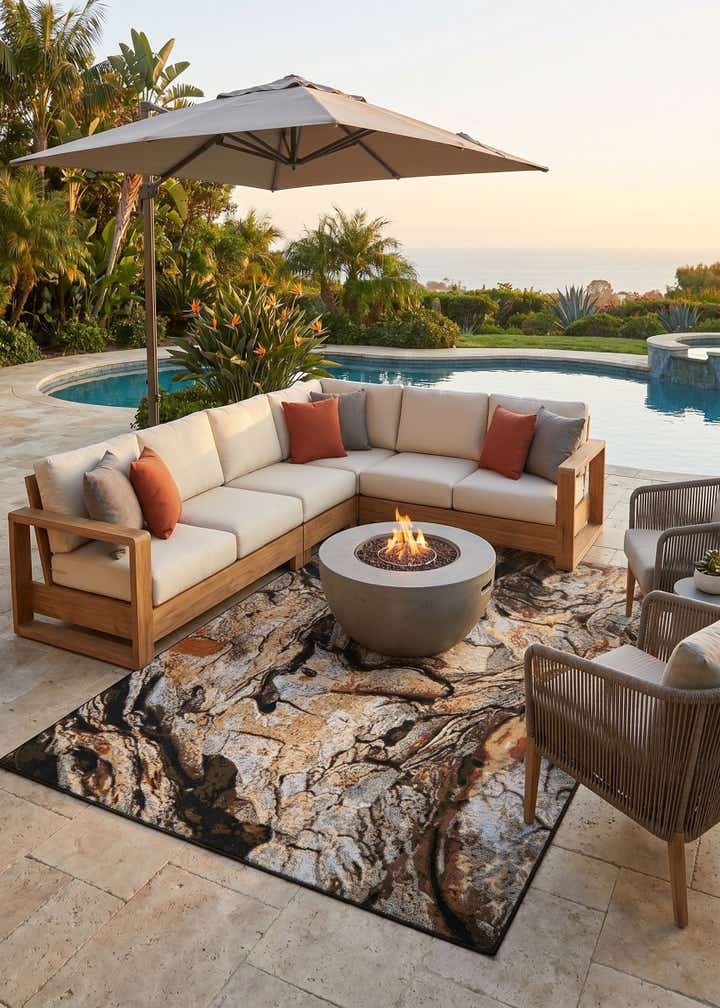 5' x 8' Easy-Clean Modern Indoor / Outdoor Rug