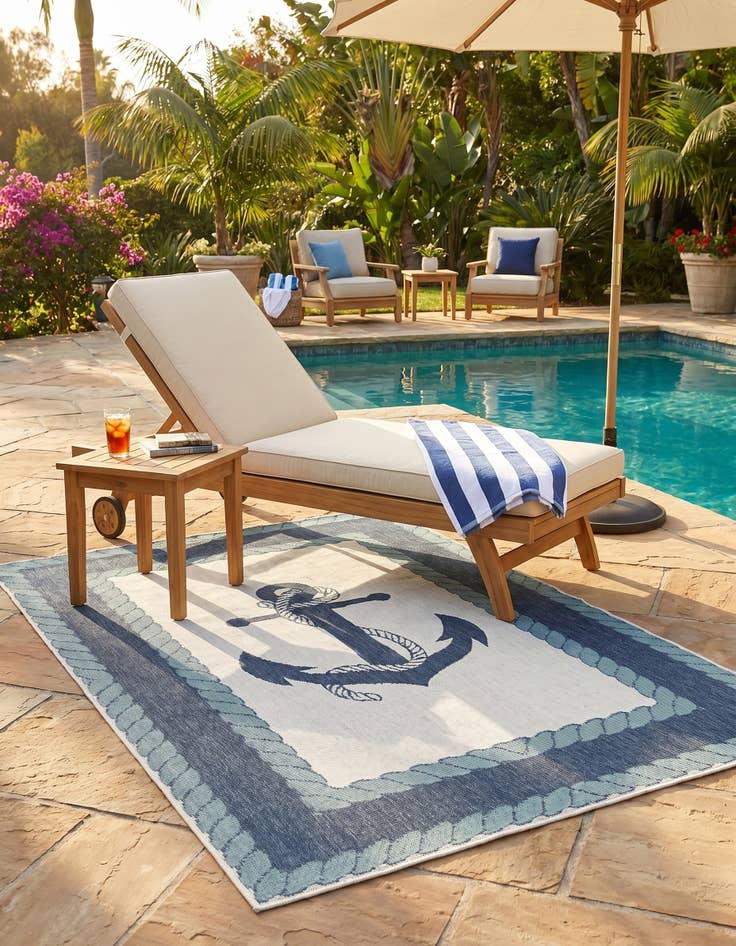 Detail image of 4' x 6' Easy-Clean Coastal Indoor / Outdoor Rug