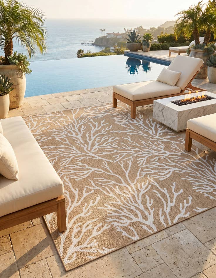 Detail image of 7' 10 x 10' Easy-Clean Coastal Indoor / Outdoor Rug
