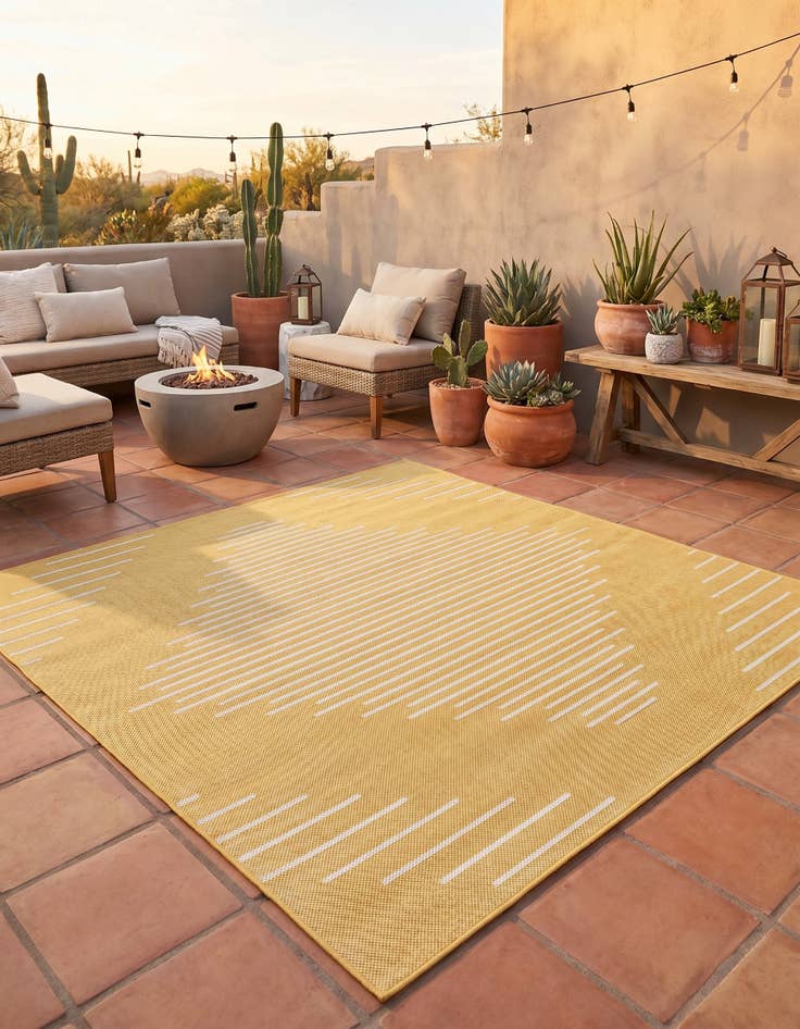 Detail image of 5' 3 x 5' 3 Easy-Clean Modern Indoor / Outdoor Square Rug
