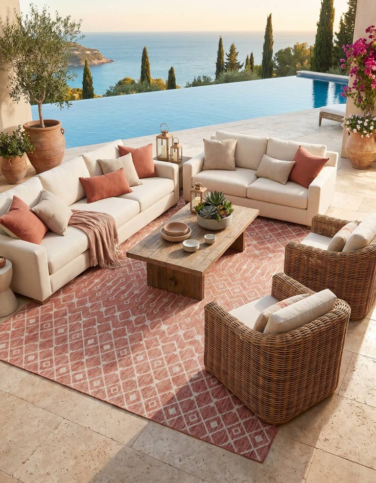 Detail image of 10' x 13' Easy-Clean Lattice Indoor / Outdoor Rug