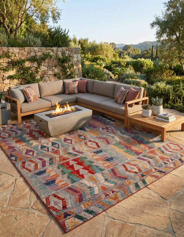 Detail image of 12' x 12' Easy-Clean Modern Indoor / Outdoor Square Rug