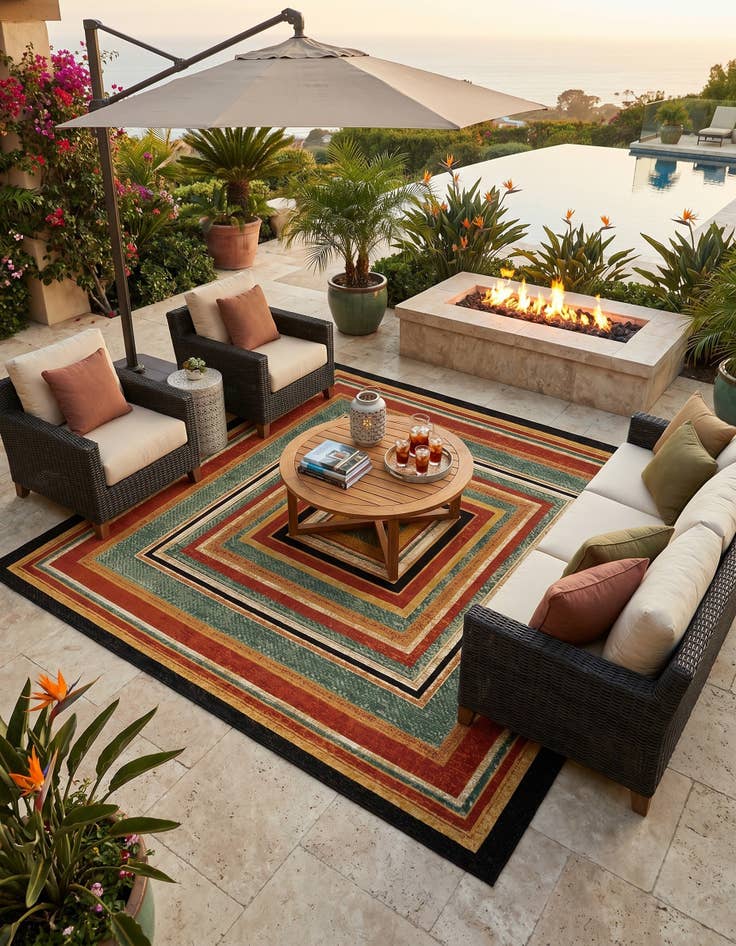 Detail image of 10' x 10' Easy-Clean Modern Indoor / Outdoor Square Rug