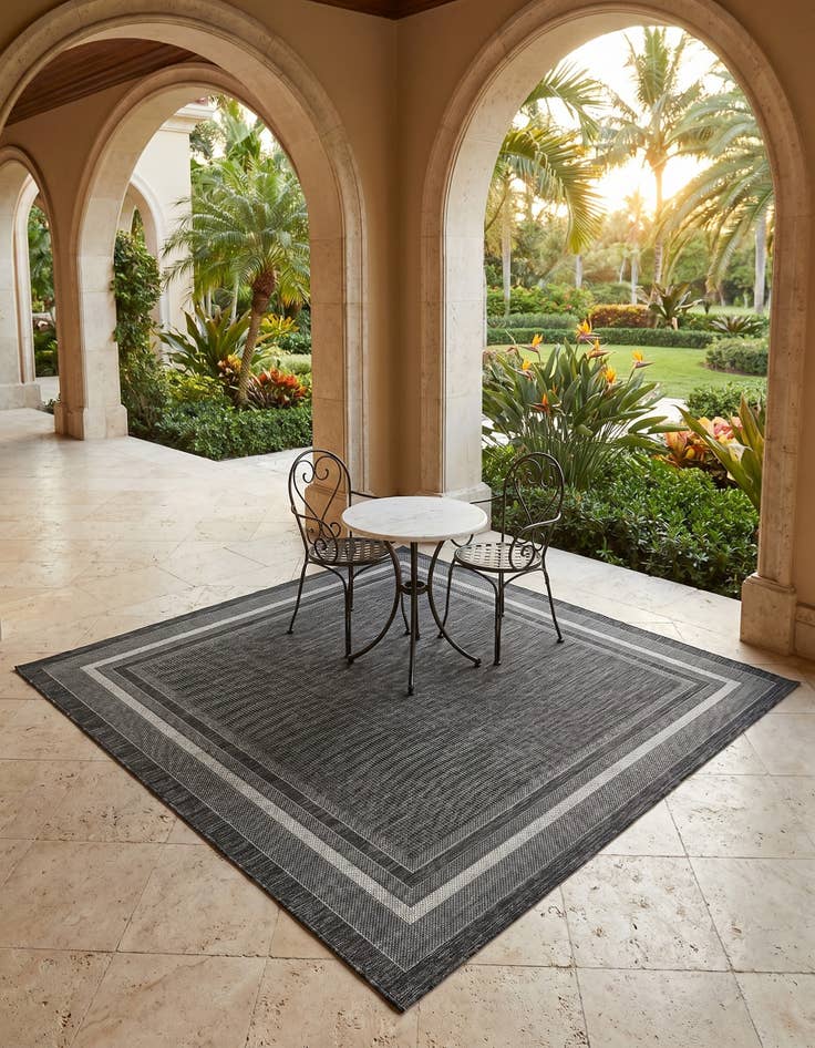 Detail image of 6' x 6' Easy-Clean Border Indoor / Outdoor Square Rug