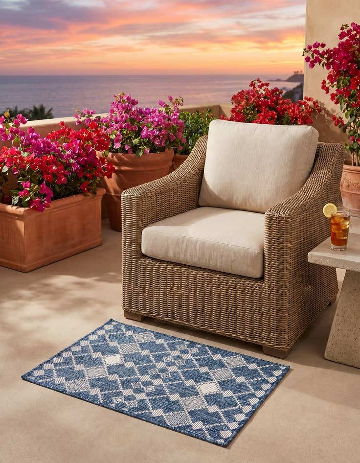 Detail image of 2' x 3' Easy-Clean Trellis Indoor / Outdoor Rug