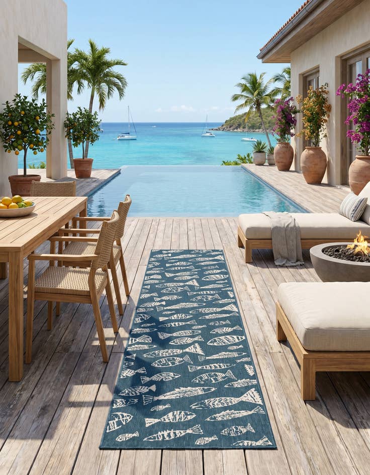 Detail image of 2' 7 x 12' Easy-Clean Coastal Indoor / Outdoor Runner Rug