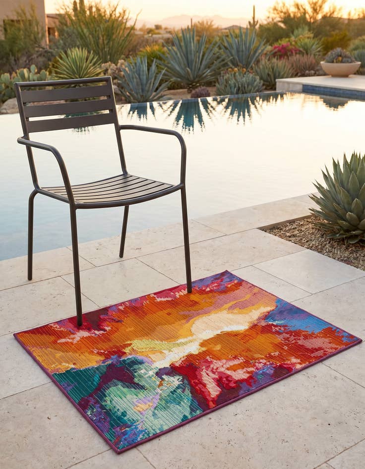 Detail image of 2' x 3' Easy-Clean Modern Indoor / Outdoor Rug