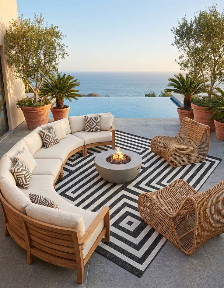 Detail image of 10' x 10' Easy-Clean Modern Indoor / Outdoor Square Rug