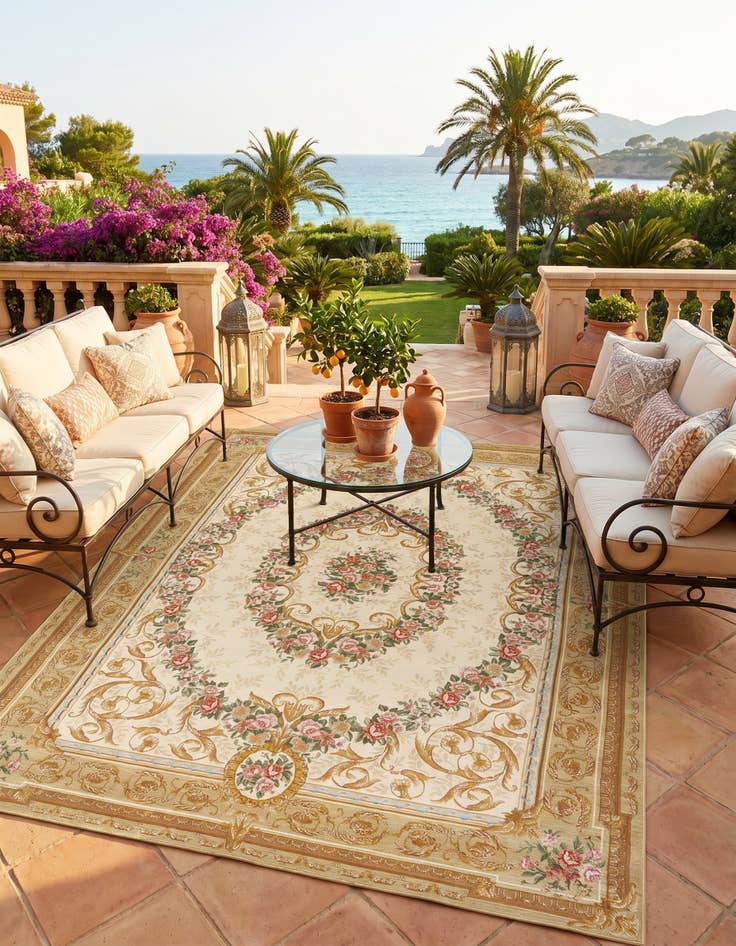 Detail image of 9' x 12' Easy-Clean Traditional Indoor / Outdoor Rug