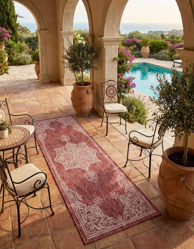 Detail image of 2' x 6' Easy-Clean Traditional Indoor / Outdoor Runner Rug
