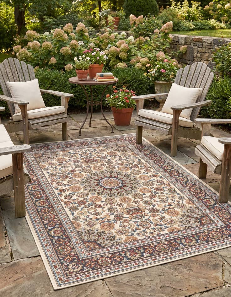 Detail image of 4' 1 x 6' 1 Easy-Clean Traditional Indoor / Outdoor Rug