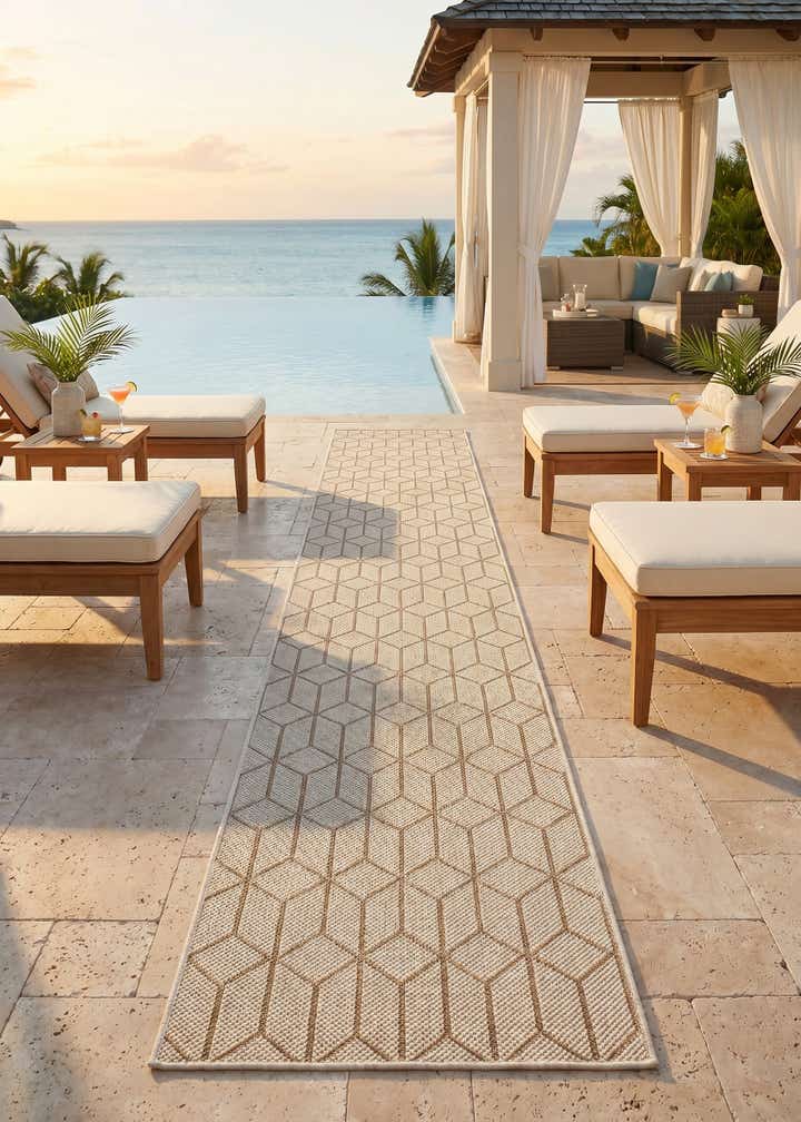 2' 7 x 12' Easy-Clean Lattice Indoor / Outdoor Runner Rug