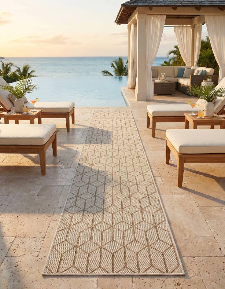 Detail image of 2' 7 x 12' Easy-Clean Trellis Indoor / Outdoor Runner Rug