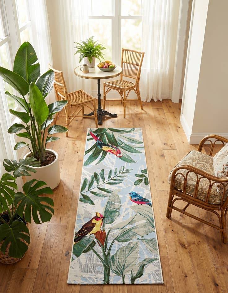 Detail image of 2' x 6' Easy-Clean Botanical Indoor / Outdoor Runner Rug