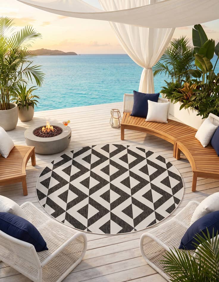 Detail image of 7' x 7' Easy-Clean Jill Zarin Indoor / Outdoor Round Rug