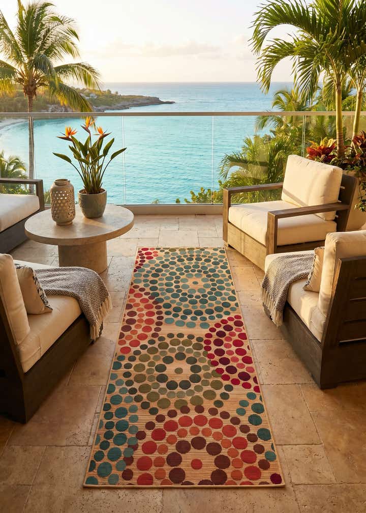 2' 7 x 7' Easy-Clean Modern Indoor / Outdoor Runner Rug