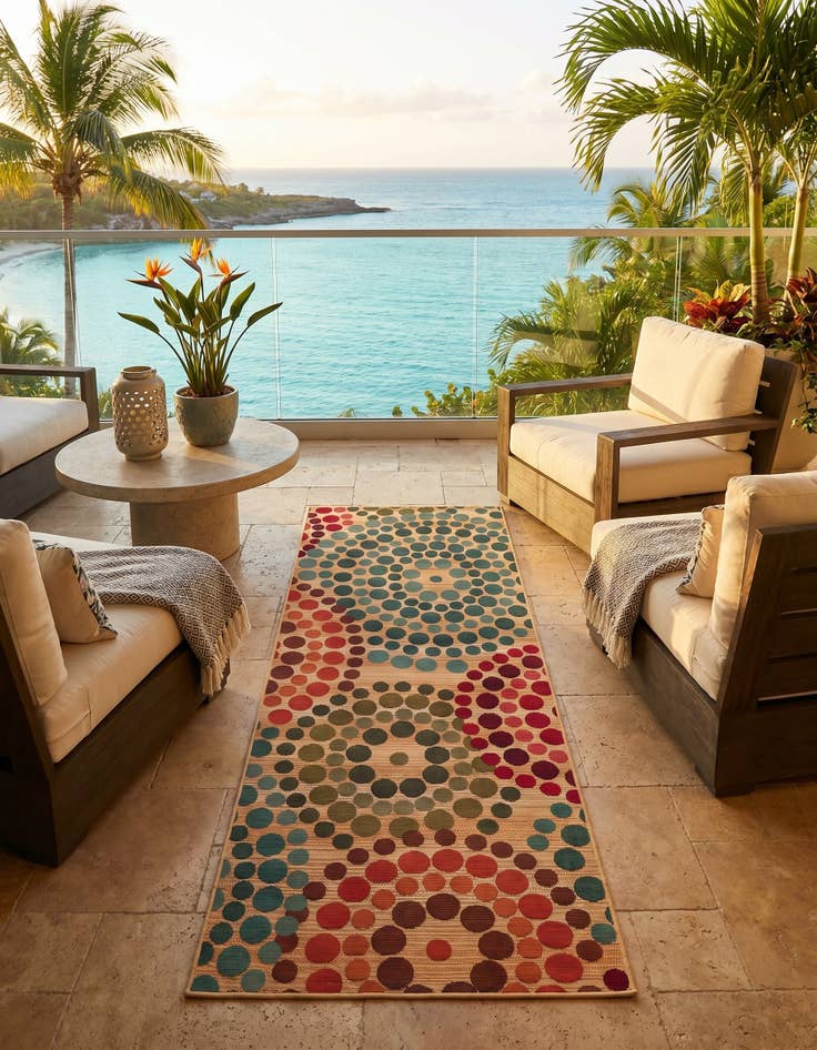 Detail image of 2' 7 x 7' Easy-Clean Modern Indoor / Outdoor Runner Rug