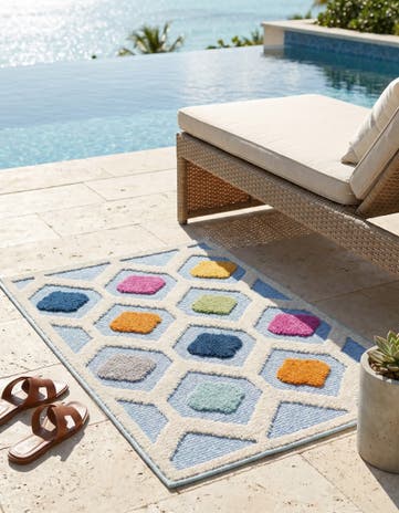 Blue Easy-Clean Aruba Indoor / Outdoor Rug