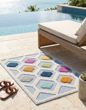 Blue Easy-Clean Aruba Indoor / Outdoor Rug