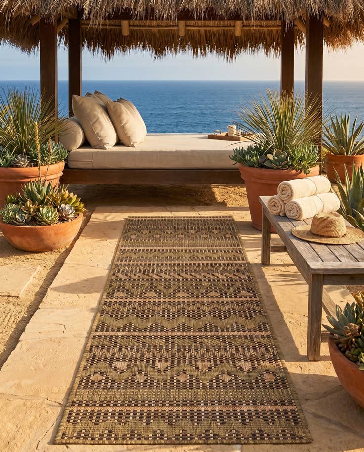 Detail image of 2' x 6' Easy-Clean Modern Indoor / Outdoor Runner Rug
