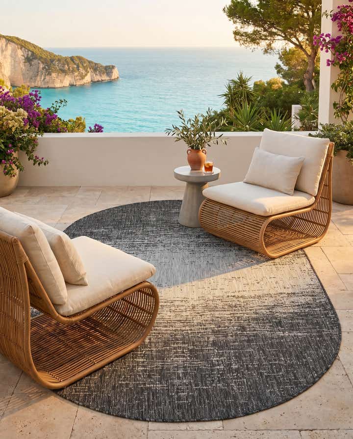 5' 3 x 8' Easy-Clean Modern Indoor / Outdoor Oval Rug