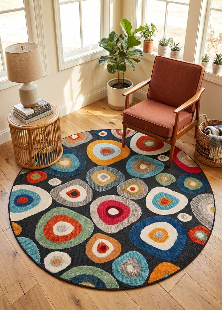 6' x 6' Easy-Clean Casablanca Indoor / Outdoor Round Rug