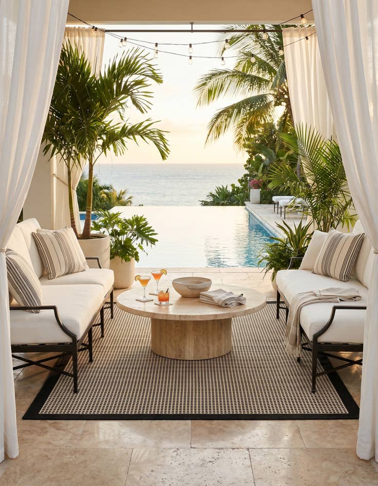 Detail image of 5' x 8' Easy-Clean Border Indoor / Outdoor Rug