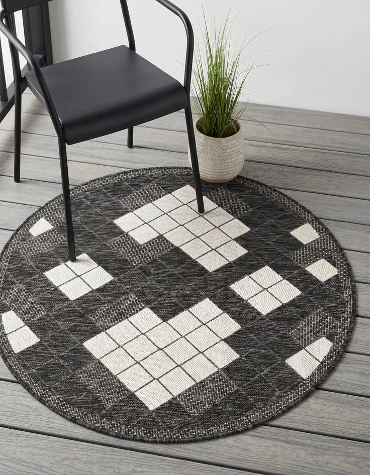 Detail image of 3' 1 x 3' 1 Easy-Clean Modern Indoor / Outdoor Round Rug