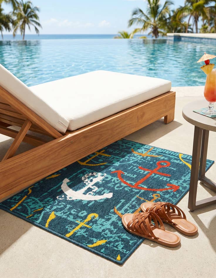 Detail image of 2' x 3' Easy-Clean Coastal Indoor / Outdoor Rug