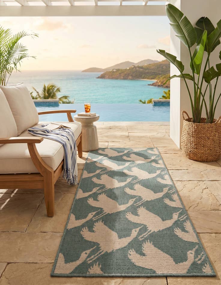 Detail image of 2' x 5' Easy-Clean Coastal Indoor / Outdoor Runner Rug
